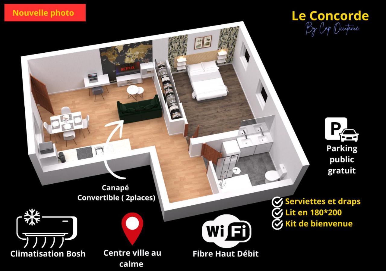 Ferienwohnung Le Concorde-Wifi-Clim-Parking-3Etoiles-Ockeys Bram Exterior foto